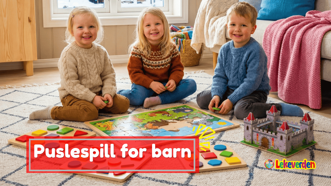 Barn som leker med fargerike puslespill og utvikler ferdigheter