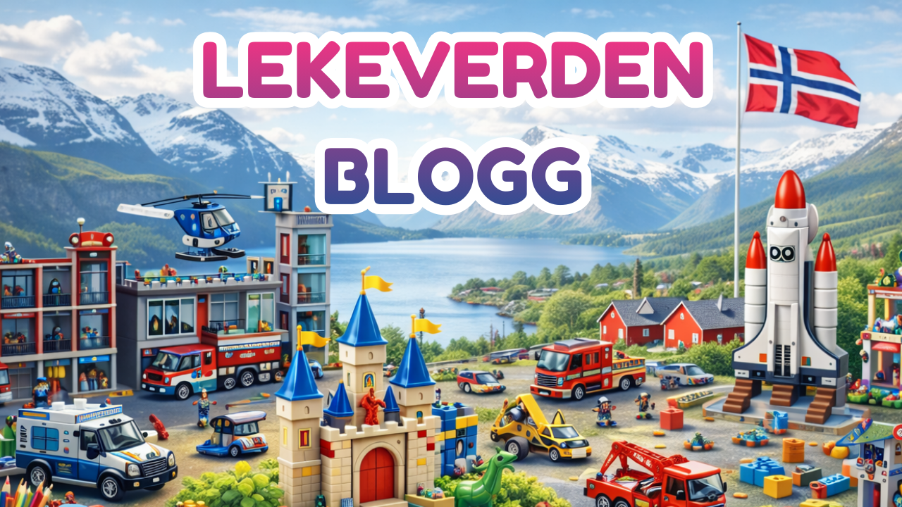 Leketøybloggbanner som viser LEGO-leker og brettspill i Norge