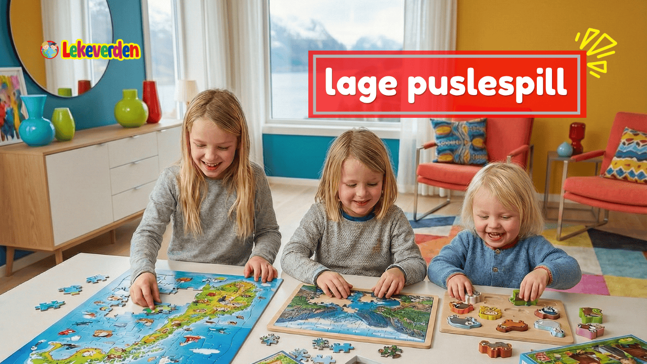 Barn som leker med lage-puslespill og utvikler motoriske ferdigheter og konsentrasjon