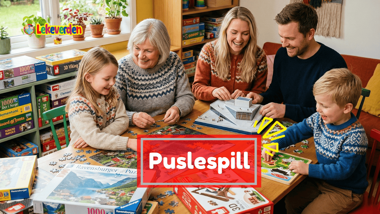 Puslespill med fargerike brikker lagt på bord