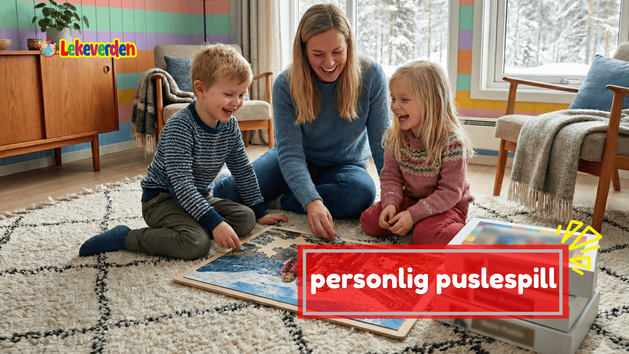 Personlig puslespill med navn og bilde tilpasset for barn og familiebruk